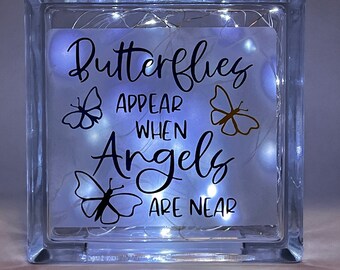 Led light block, inspirational saying, butterflies, angels
