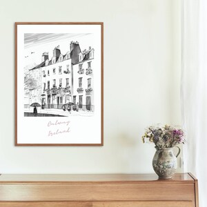 Galway Skizzenposter, Digitaler Download, Europäische Stadt, Irland, Reiseposter, Einweihungsgeschenk, Printable, Galway Stadtskizze, Wandkunst