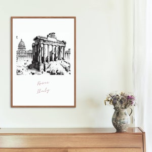 Rom Skizzenposter, Digitaler Download, Europäische Stadt, Rom Italien, Reiseposter, Einweihungsgeschenk, Printable, Rom Stadt Skizze Wandkunst