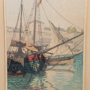 Antique Coloured Etching early 1900s signed original - I can't read the signature