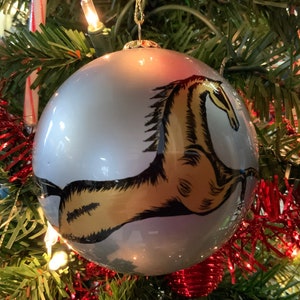 Glass Christmas ornament hand painted horse
