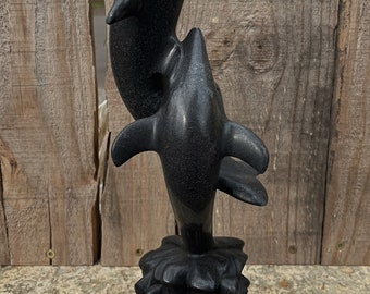 Dolphin granite sculpture