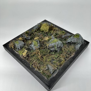 Rocky Terrain Mini diorama, mini display, display shelf, diorama, handmade, display, shelf for minis, minis, art, diorama for miniatures,