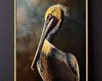 Brown Pelican, Dark Academia, Cottage Core Moody Bird Hag
