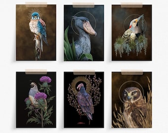 6 Pack Mini Prints moody whimsy witchy bird hag  Group 2