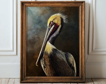 Brown Pelican, Dark Academia, Cottage Core Moody Bird Hag