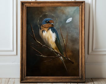 Barn Swallow, Dark Academia, Moody Wall Art bird hag