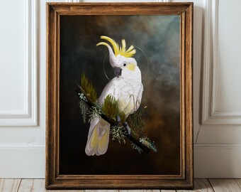 Citron Cockatoo, Dark Academia, Moody Wall Art bird hag