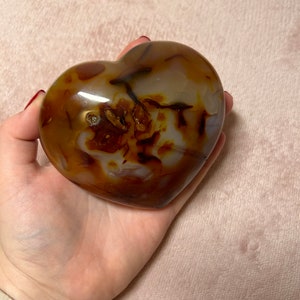 XXl Carnelian Heart 560 grams Carnelian Heart dendrite crystal healing stone