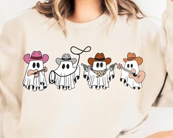 Cowboy Ghosts SVG PNG , Halloween Cowgirl Ghosts Png,Howdy Halloween Shirt Png, Ghost Boo Png, Western Cute Ghost Png, BooHaw, Spooky Season