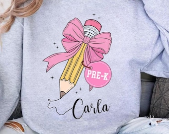 Custom Pencil Name PNG, Back To School png, Custom Name Kid Digital File, Coquette Pencil With Bow png, Shirt For Kid, Toddler Tee