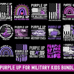 SVG-bundel voor militaire kinderen, paarse versie voor militaire kinderen, SVG-maand van het militaire kind, patriottische SVG, shirtontwerp voor militaire kinderen SVG