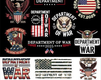 United States Dept of War PNG bundle – Political History Digital Download, Rename Department Graphic Sublimation Design for T-Shirts & Gear