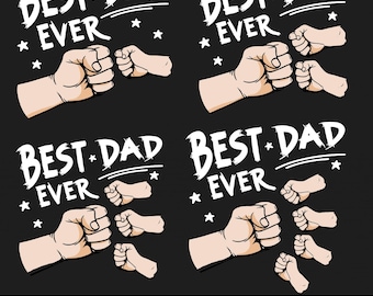 1-4White Fist Bump Father's Day Bundle Svg ,Toddler Kid Best Dad Ever Fist Bump SVG, Png, Eps Cricut Silhouette