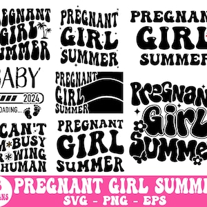 Pregnant Girl Summer Svg Bundle, Mom to Be svg, Baby Announcement, Pregnancy Announcement, Gift for New Mom, Pregnancy Gift