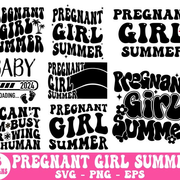 Pregnant Girl Summer Svg Bundle, Mom to Be svg, Baby Announcement, Pregnancy Announcement, Gift for New Mom, Pregnancy Gift