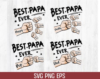 1-4 Fist Bump Father&#39;s Day Bundle Svg ,Toddler Kid Best Dad Ever Fist Bump SVG, Png, Eps Cricut Silhouette