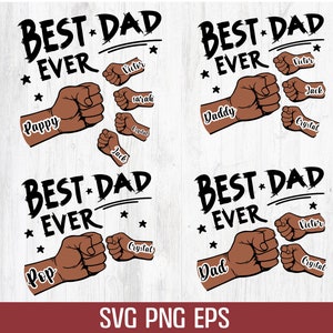 1-4 Fist Bump Father's Day Bundle Svg ,Toddler Kid Best Dad Ever Fist Bump SVG,Black, Png, Eps Cricut Silhouette