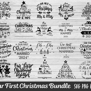 Nosso primeiro natal svg png, primeiro enfeite de natal svg, nosso primeiro natal como senhor e senhora svg, enfeite de natal svg, casamento