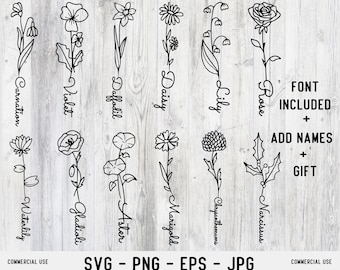 Birth month flower svg ,Birthday Flower SVG ,Birth Flower SVG Bundle ,Birth Flower Monogram svg ,DIY Birth Month Flower svg ,Diy gift