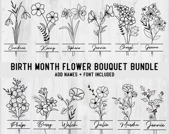 Wildflowers Birthmonth SVG and PNG bundle / Birth month flowers svg / Birthday flower / Flower clipart / Botanical svg instant downloads