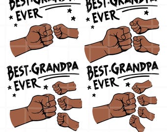 1-4 Fist Bump Father's Day Bundle Svg ,Toddler Kid Best Grandpa Ever Fist Bump SVG,Black, Png, Eps Cricut Silhouette