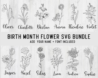 Birth month flowers png svg, Birth flowers name svg, Botanical svg, Flower bouquet svg, Birth sign svg, Family name sign svg, Tattoo svg