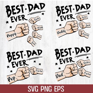 1-4 Fist Bump Father's Day Bundle Svg ,Toddler Kid Best Dad Ever Fist Bump SVG, Png, Eps Cricut Silhouette
