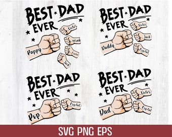 1-4 Fist Bump Father&#39;s Day Bundle Svg ,Toddler Kid Best Dad Ever Fist Bump SVG, Png, Eps Cricut Silhouette