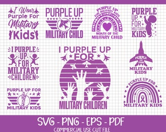Military Child Svg Bundle, Purple Up for Military Kids Svg, Month of the Military Child Svg, Patriotic Svg, Military Child Shirt Design Svg