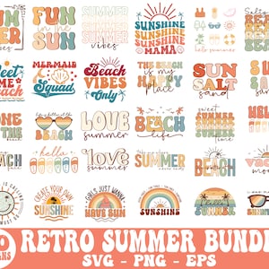 Retro Summer Bundle SVG png, Beach Svg, Trendy svg, Funny Beach Quotes Svg, Summer Cut Files, Groovy aesthetic svg, Svg files for cricut