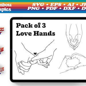 Valentines Love Bundle Vector High Resolution SVG, Holding Hands SVG, Pinky Hold svg, Line Drawing svg