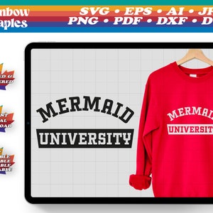 Mermaid University SVG file for Cricut digital download - Vector Cut Files, Silhouette eps,dxf,png,pdf,dwg