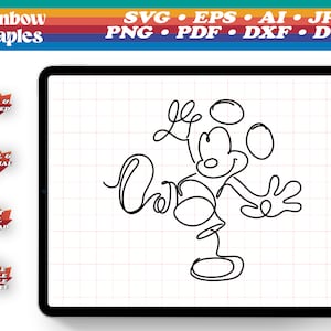Plik SVG Mickey Doodle Vector do pobrania cyfrowego Cricut - Pliki wektorowe do cięcia, Clipart Cricut Silhouette, logo eps, dxf, png, pdf, dwg