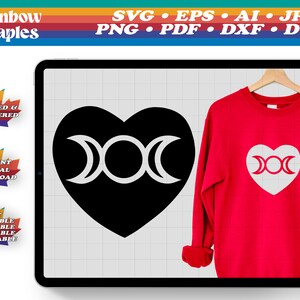 Moon Heart Vector SVG plik do pobrania cyfrowego Cricut - pliki wektorowe do cięcia, sylwetka Cricut Clipart, logo eps, dxf, png, pdf, dwg