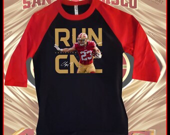 Christian McCaffrey DTF Red/Black Baseball Tee #2 (Unisex)