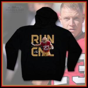 Christian McCaffrey &#39;RUN CMC&#39; DTF Black Hoodie #1 (Unisex)
