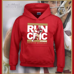 Christian McCaffrey &#39;RUN CMC&#39; DTF Red Hoodie #1 (Unisex)