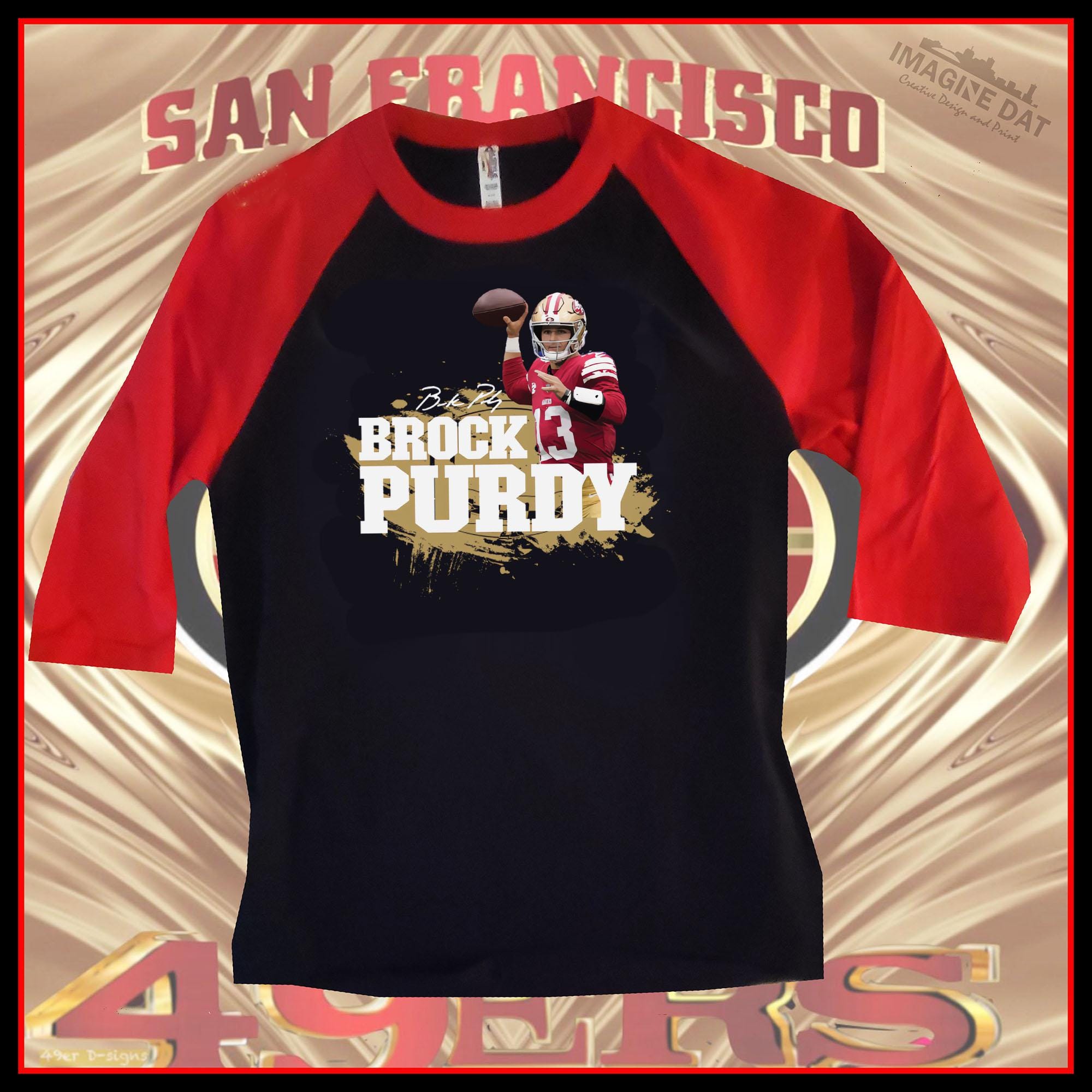 Brock Purdy DTF Red/Black Baseball Tee #3 (Unisex)