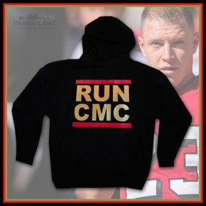 Christian McCaffrey &#39;RUN CMC&#39; Sudadera con capucha negra (Unisex)