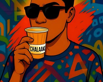 CHALAAK Pop Art Print – Funny Desi Cool Guy Coffee Poster (Digital Download)