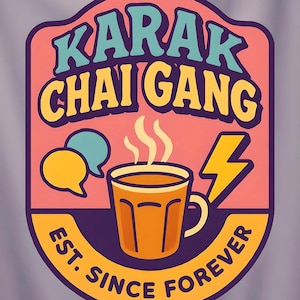 Karak Chai Gang Digital Art Print – Desi Chai Lover Poster – Printable Wall Art – Funny South Asian Quote – Chai Time Decor