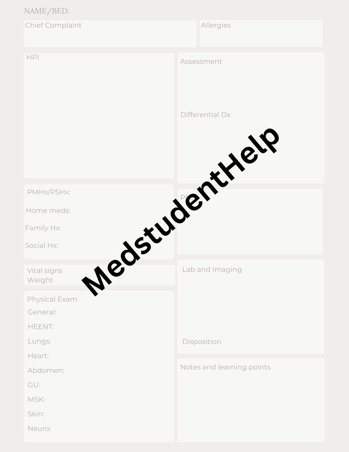 Pediatric History and Physical Template Etsy