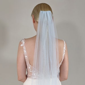 Baby Blue Bridal Veil - Light Blue Minimalist Wedding Veil, Lightweight Fabric with Bridal Hair Comb