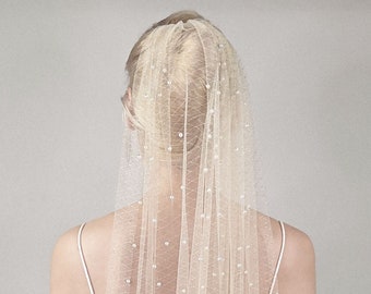 Gold and Pearl Veil, Champagne Vibe, Ivory Golden Pear Veil - Scattered Pearls, Gold Color Bridal Comb