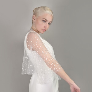 Polka Dot Bridal Capelet - Tulle Cover Up, Wedding Cape With Embroidered Irregular Spots