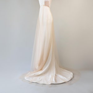 Simple Champagne Wedding Overskirt - Bridal Skirt, Dark Champagne Soft Tulle, Single Tulle Layer - Detachable Wedding Skirt