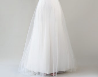 Simple Wedding Overskirt - Bridal Skirt, Ivory Soft Tulle, Single Tulle Layer - Detachable Wedding Skirt