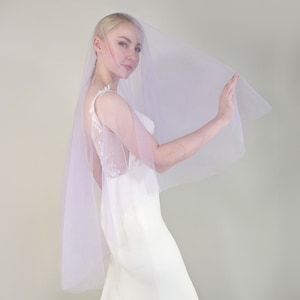 Lavender Purple Wedding Veil: Pastel Tulle Blusher with Gold Comb