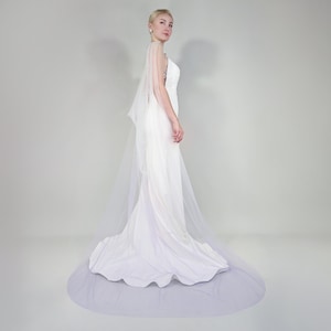 Ombre Lavender Purple Bridal Cape, Ivory Soft and Flowy Tulle Dip Dyed Pastel Purple Color - Removable Cape Veil